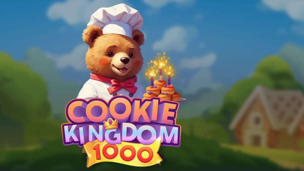 Tampilan visual slot Cookie Kingdom 1000 dengan tema permen dan hewan lucu